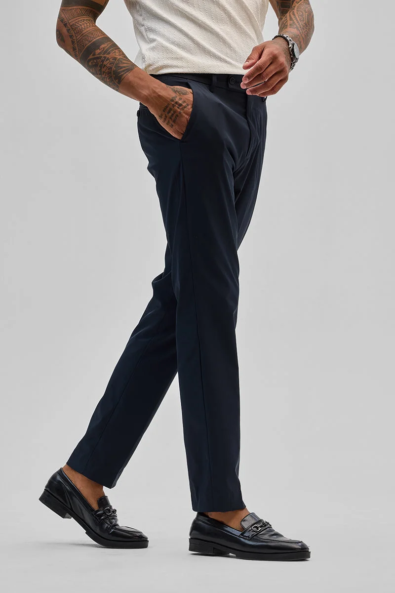 Snitch Navy Navy Slim Fit Chinos for Men | Best Price UAE